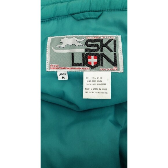 VTG 70s 80s Sky Lion Teal Snowmobile Ski Bib Snow Snowsuit Women's Size Medium - Picture 9 of 9